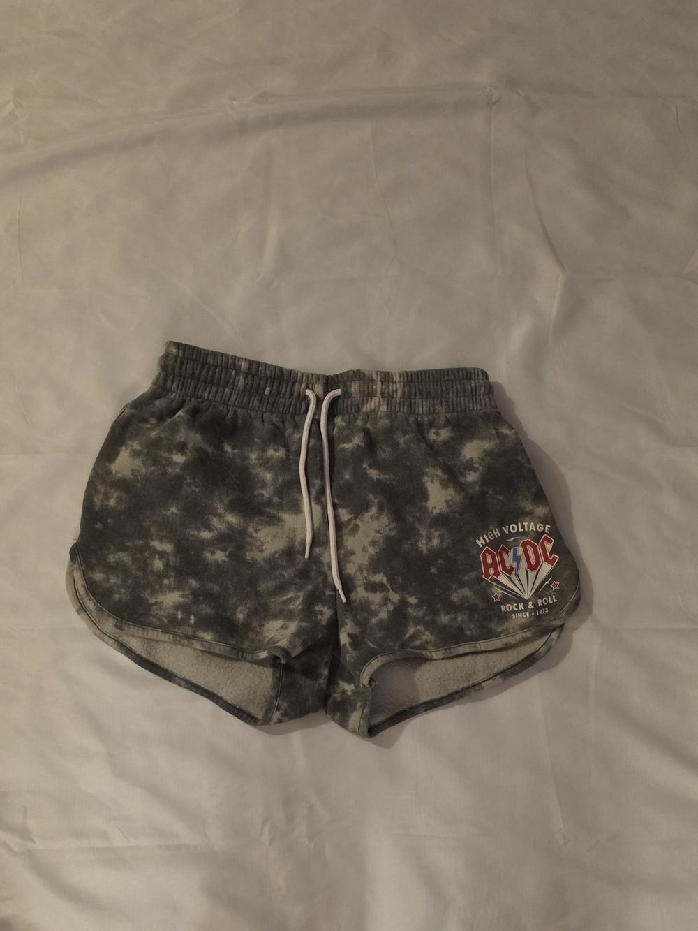 AC/DC High Voltage Tie-Dye Gray Women's Athletic Shorts